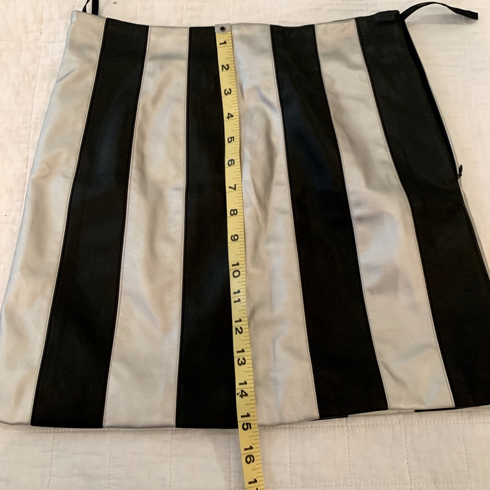❤️ BUDDY LOVE❤️NWT! LEATHER SILVER STRIPE MINI SKIRT!❤️ - Picture 2 of 6